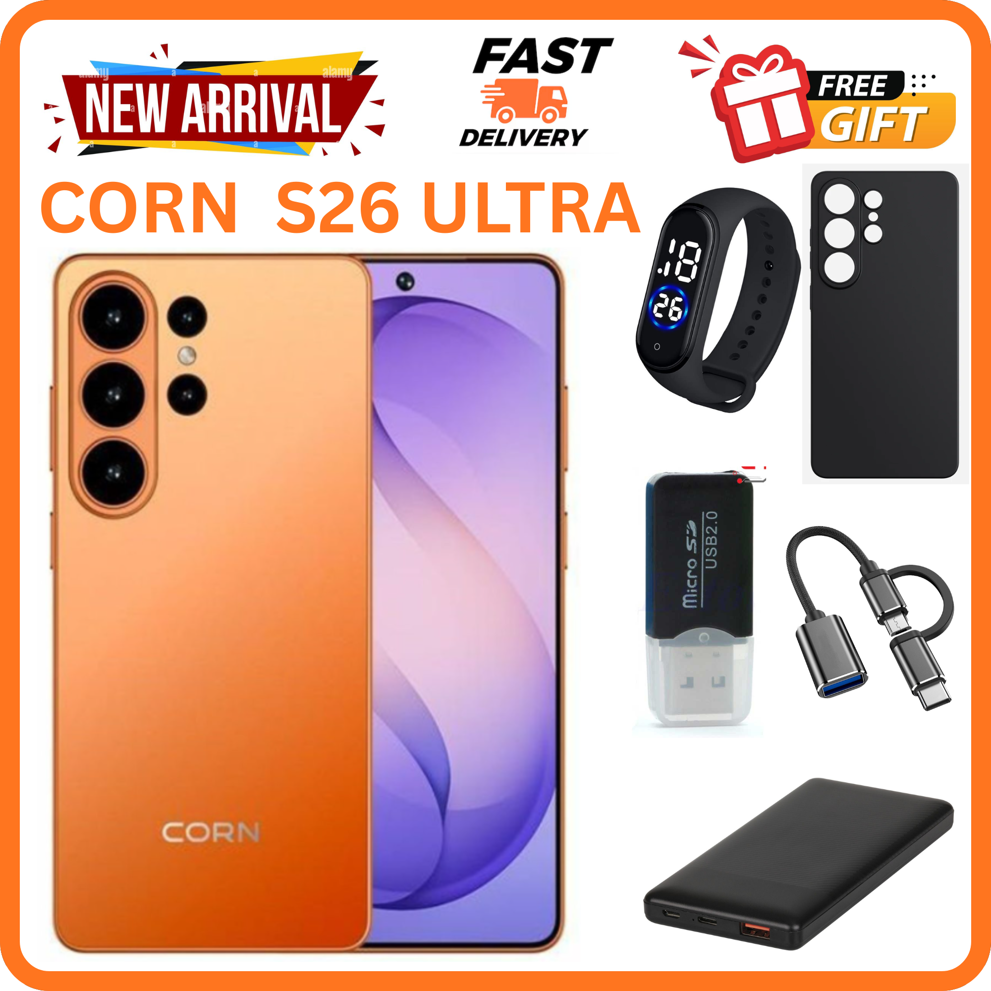 NEW ARRIVALS!!!!BRAND NEW CORN CLASSY S26 ULTRA 64GB STORAGE 5GB( 2+3GB EXTENDED RAM) 5000MAh REAL battery 6.6"HD+ screen DISPLAY Fingerprint Type C 13mp ULTRA CAMERA + 8mp selfie Dual sim SMARTPHON