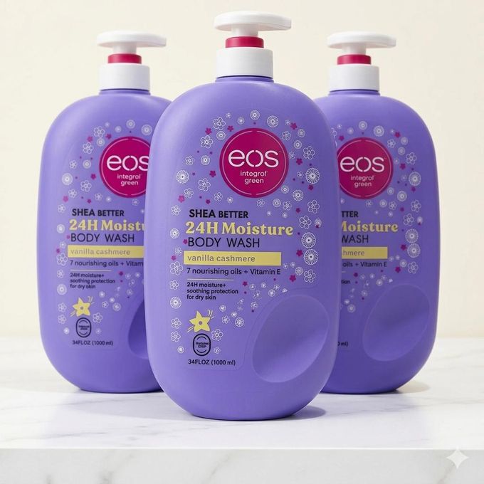 2 Packs EOS Body Care Set Sparkling Amber Body Lotion Raspberry Shea Butter Body Wash Moisturizing Hydrating Skin Care Combo Long Lasting Fragrance Smooth Soft Skin Daily Use for Women Men