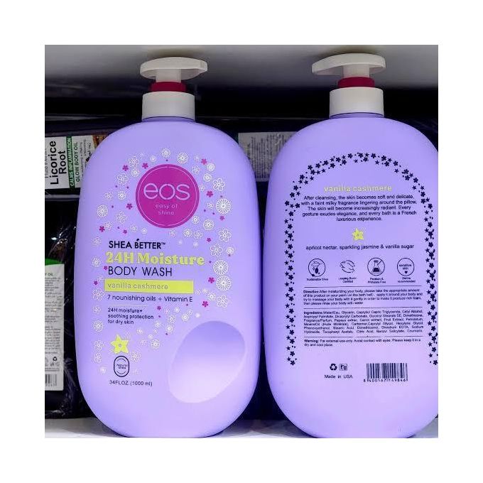 2 Packs EOS Body Care Set Sparkling Amber Body Lotion Raspberry Shea Butter Body Wash Moisturizing Hydrating Skin Care Combo Long Lasting Fragrance Smooth Soft Skin Daily Use for Women Men