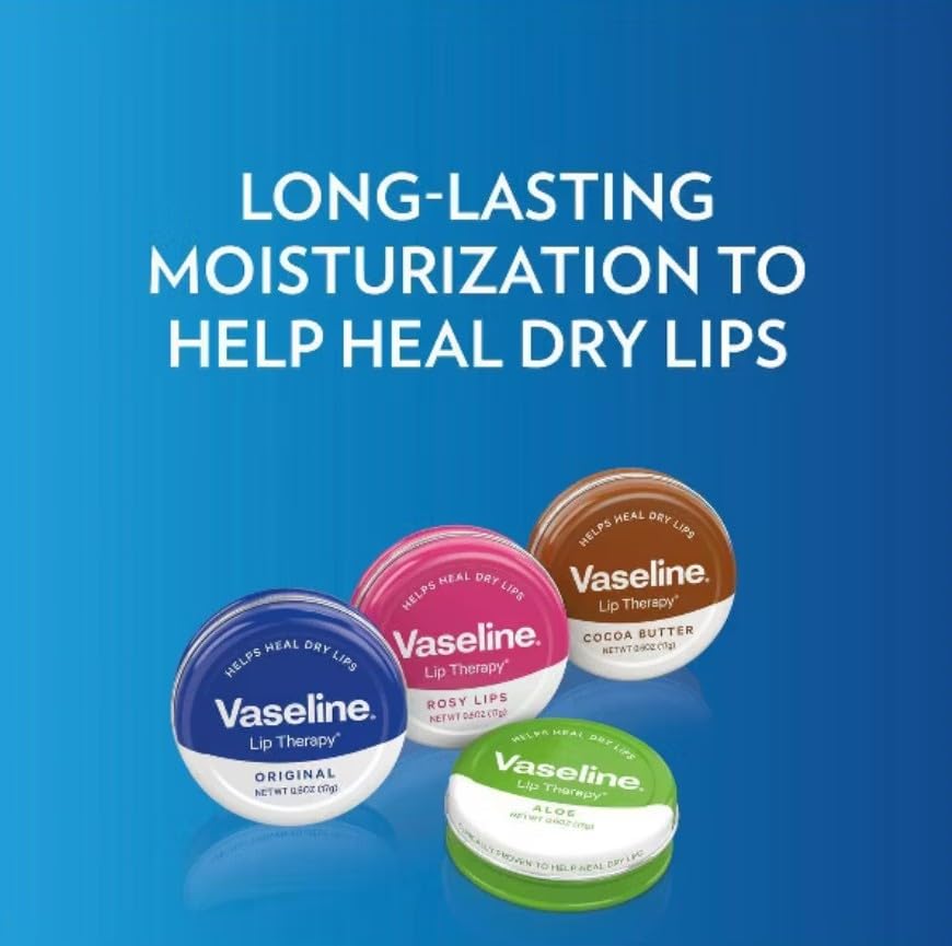 Vaseline Lip Therapy Rosy Lips Pink Balm 20g Moisturizing Lip Care for Dry Chapped Lips Long Lasting Hydration Soft Smooth Glossy Pink Tint Lip Balm for Women Girls Daily Use