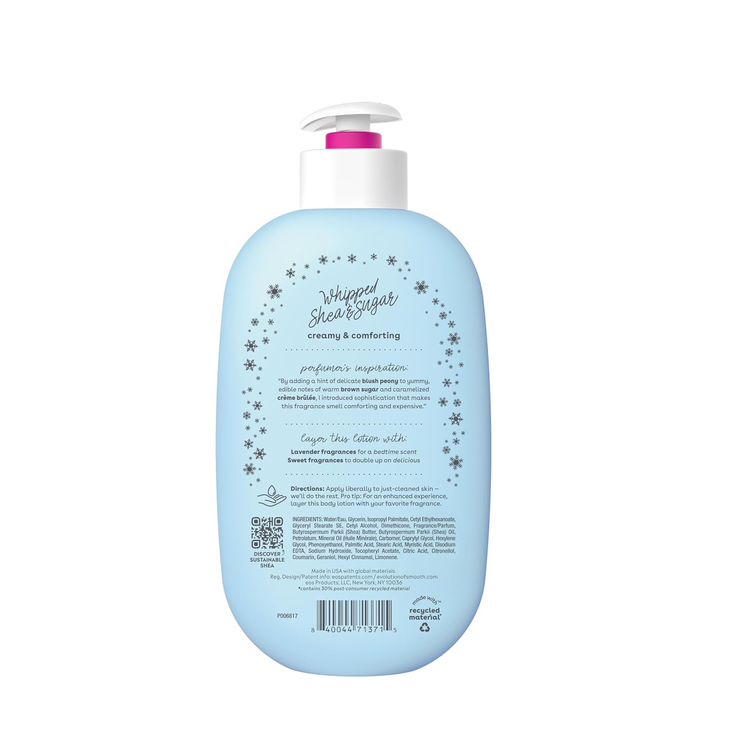 Eos Whipped Shea & Sugar 24H Moisture Body Lotion 473ml – Hydrating Lightening Lotion With Natural Shea Butter & Oils, Fast Absorbing Non-Greasy Daily Body Cream for Smooth Glowing Skin