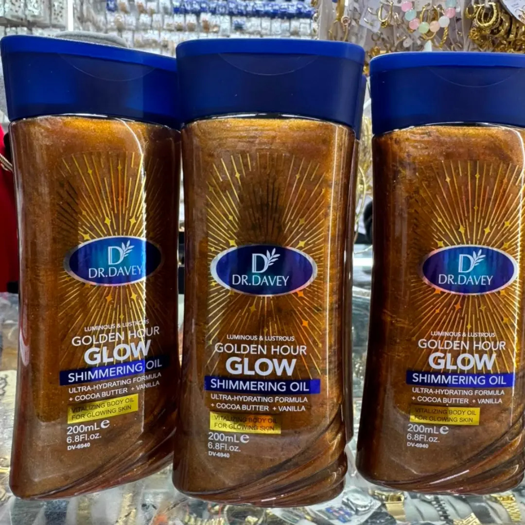 Dr Davey Golden Glow Shimmering Body Oil 200ml, Golden Hour Luminous Glow Oil, Hydrating Moisturizer with Cocoa Butter & Vanilla, Lightweight Fast Absorbing Formula, Radiant Smooth Skin Finish