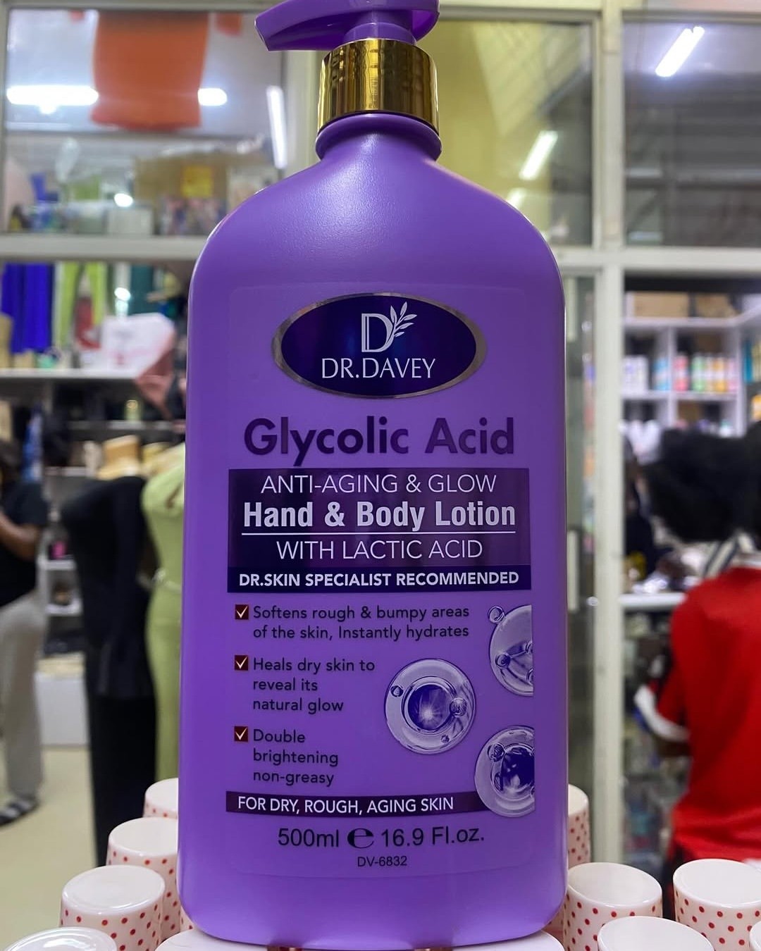 Dr. Davey Glycolic Acid Anti-Aging & Glow Hand and Body Lotion 500ml Lactic Acid Moisturizing Nourish Deep Hydration Skin Repair Smooth Soft Radiance For Dry Rough Aging Skin