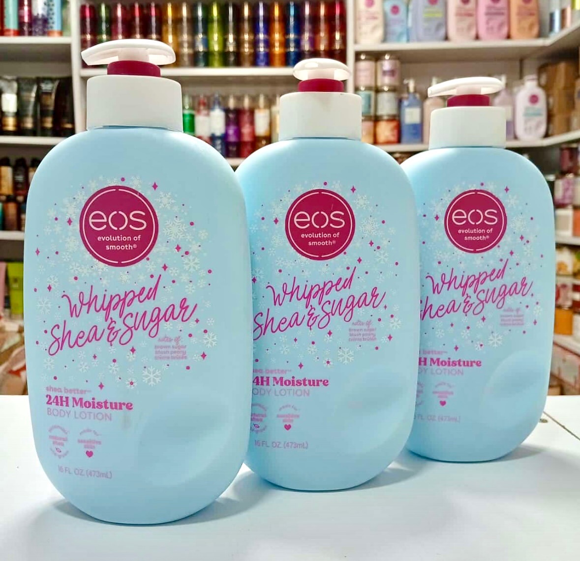Eos Whipped Shea & Sugar 24H Moisture Body Lotion 473ml – Hydrating Lightening Lotion With Natural Shea Butter & Oils, Fast Absorbing Non-Greasy Daily Body Cream for Smooth Glowing Skin