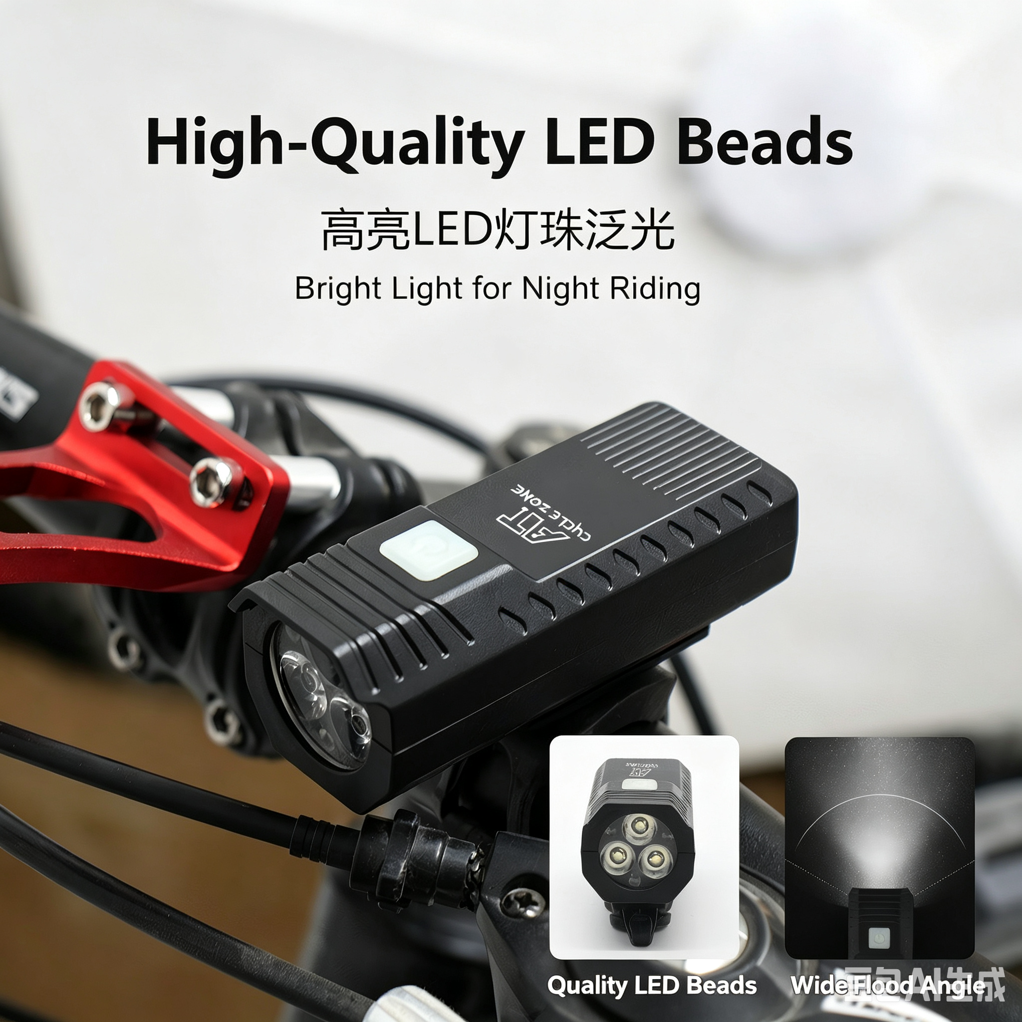 Bicycle lights are suitable for night riding, USB-C rechargeable bicycle lights with 5 lighting modes, LED mountain bike headlights for cyclists and commuters,