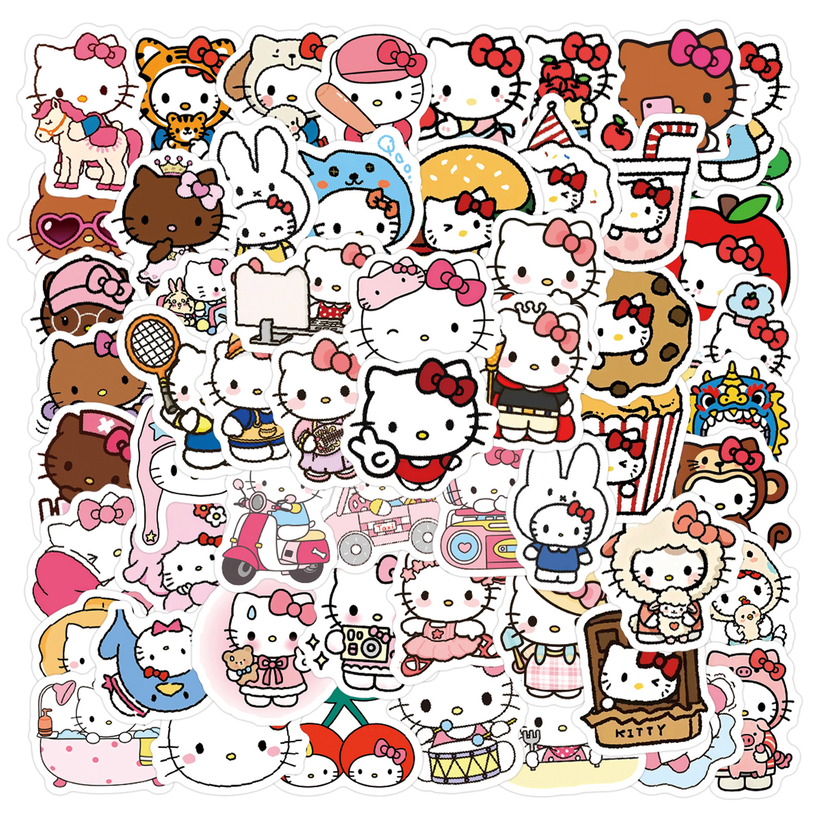 100 Pcs Hello Kitty Stickers Set Waterproof Cute Cartoon Decals for DIY Laptops Luggage Water Bottles Phone Cases