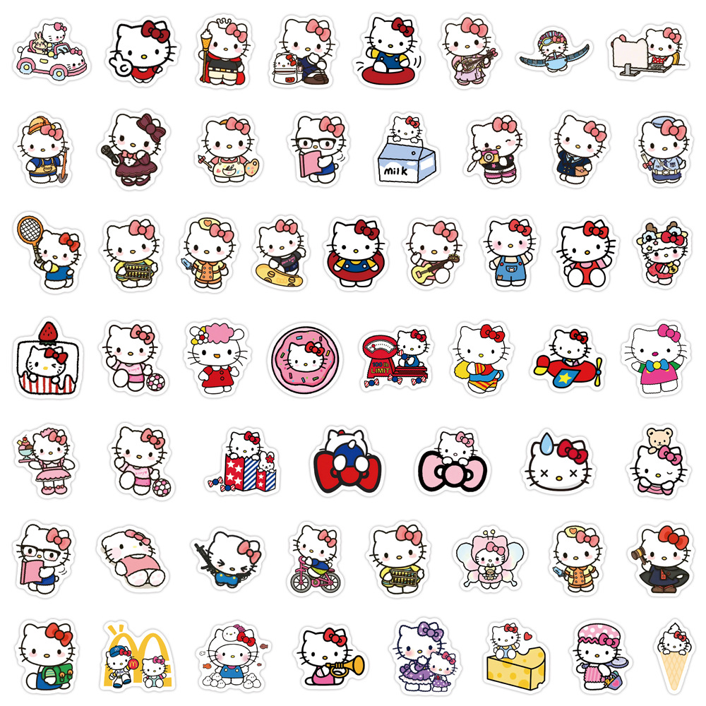 100 Pcs Hello Kitty Stickers Set Waterproof Cute Cartoon Decals for DIY Laptops Luggage Water Bottles Phone Cases