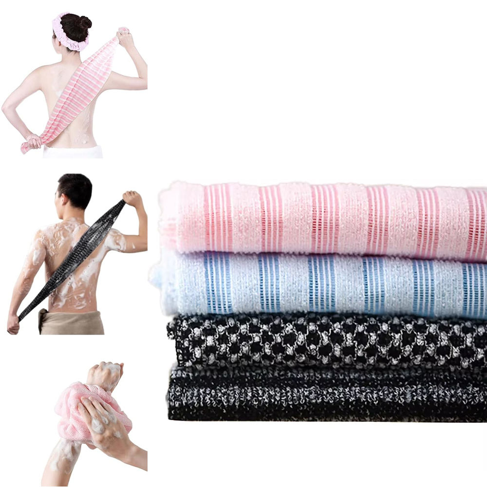 Japanese Style Exfoliating Bath Strip, African long net bath sponge Towel for Deep Cleaning, Back Scrub Wash Cloth for Men & Women for daily use