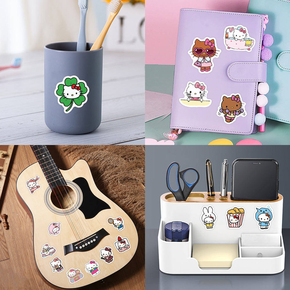 100 Pcs Hello Kitty Stickers Set Waterproof Cute Cartoon Decals for DIY Laptops Luggage Water Bottles Phone Cases