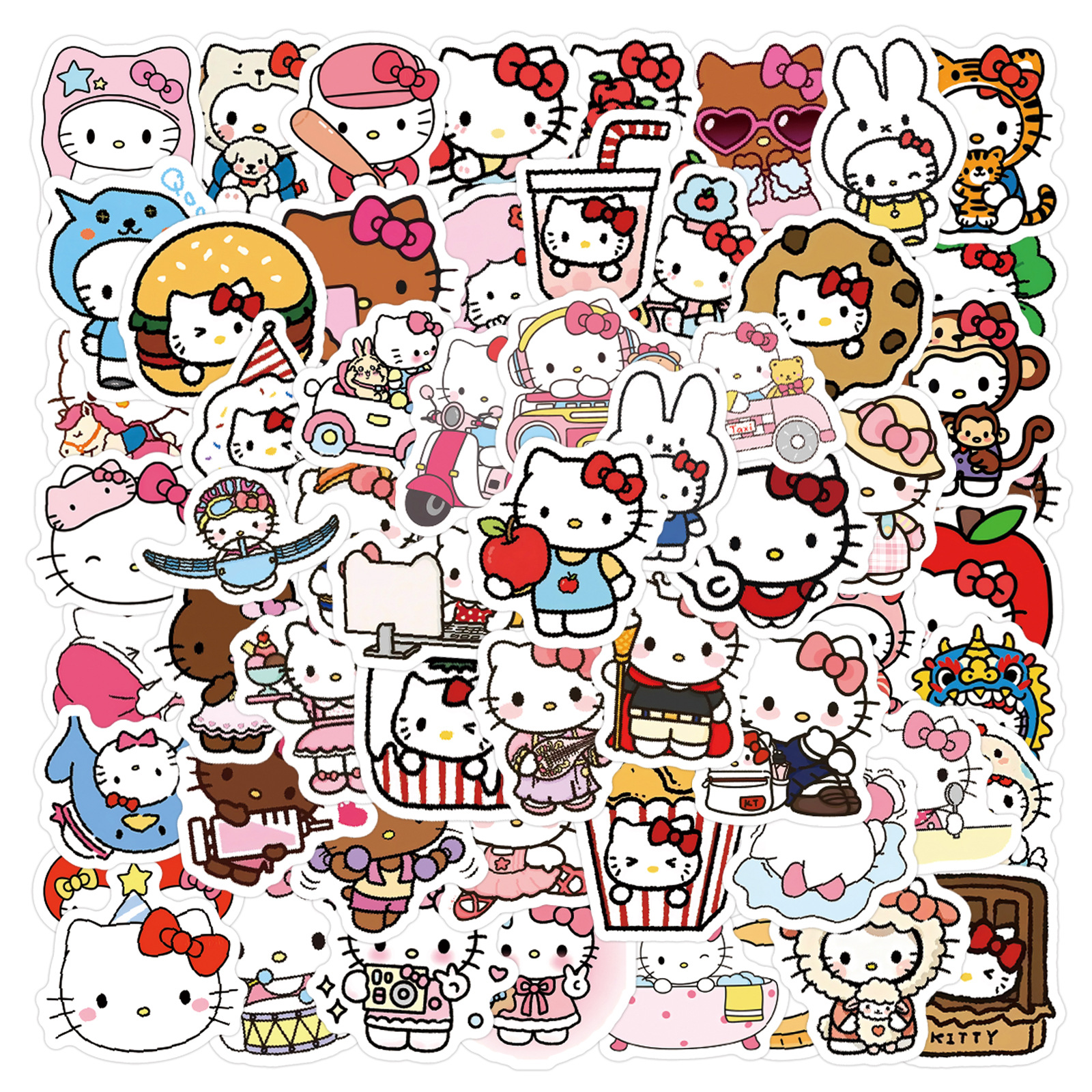 100 Pcs Hello Kitty Stickers Set Waterproof Cute Cartoon Decals for DIY Laptops Luggage Water Bottles Phone Cases
