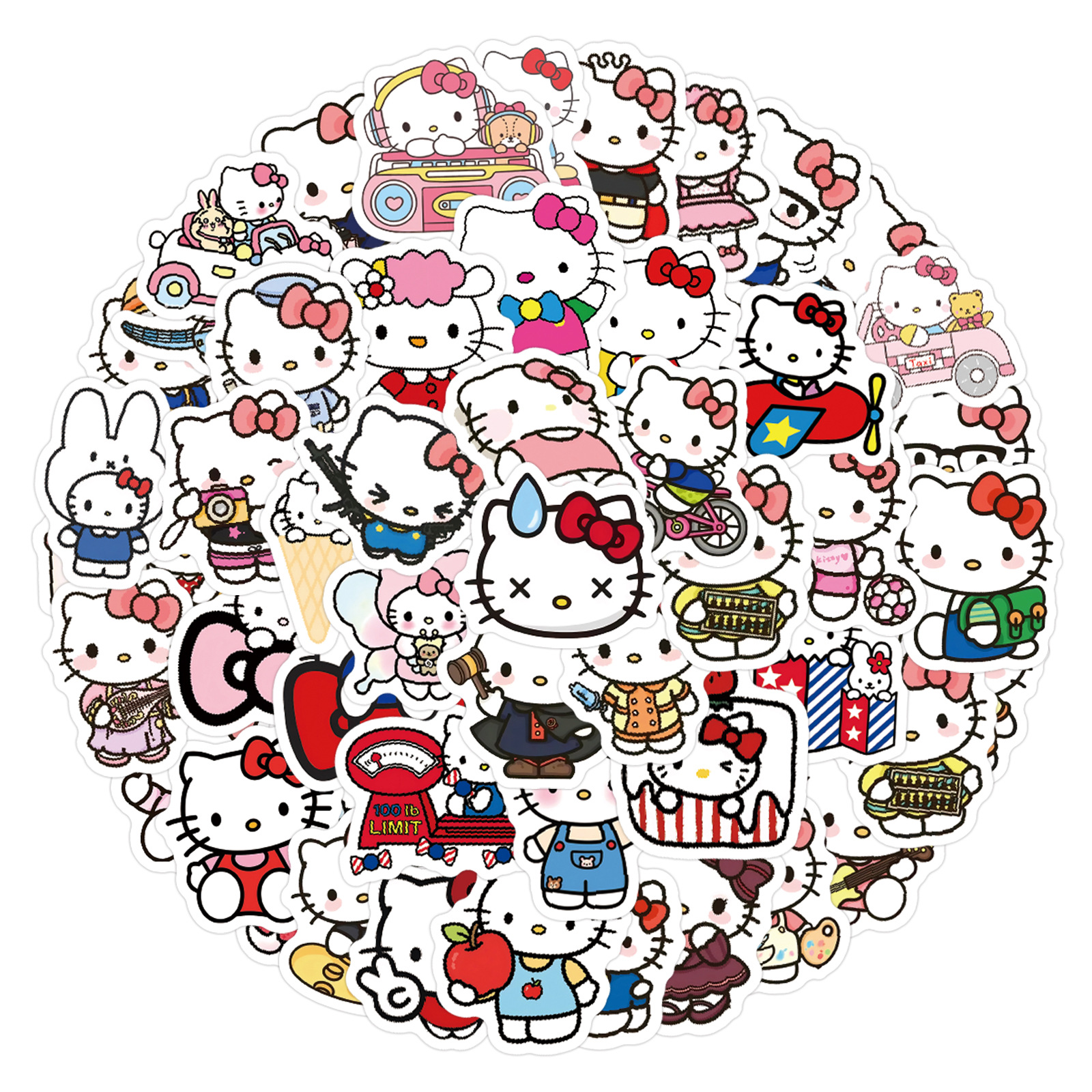 100 Pcs Hello Kitty Stickers Set Waterproof Cute Cartoon Decals for DIY Laptops Luggage Water Bottles Phone Cases