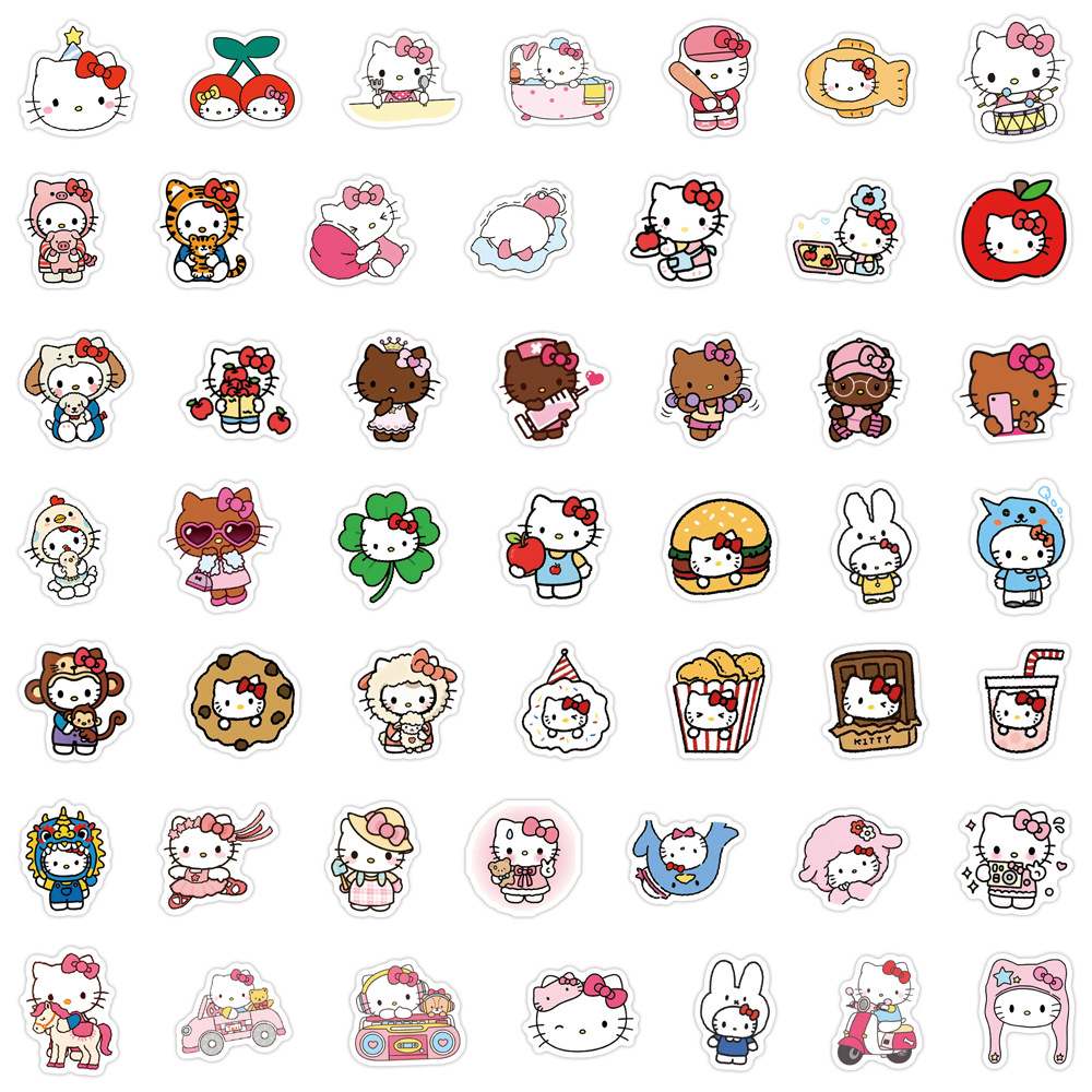 100 Pcs Hello Kitty Stickers Set Waterproof Cute Cartoon Decals for DIY Laptops Luggage Water Bottles Phone Cases