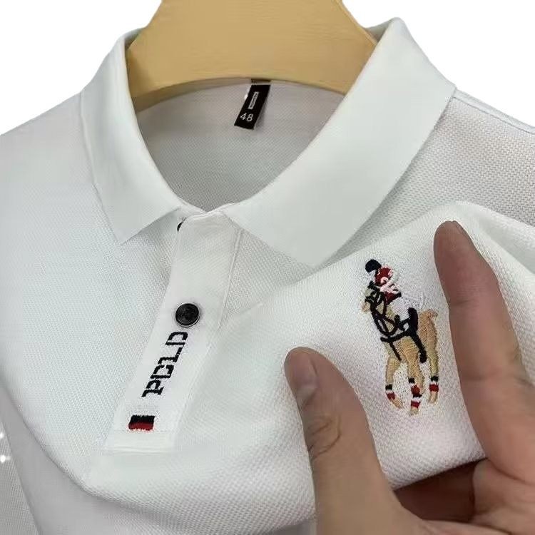 2026 Summer High-end Formal Business Lightweight Casual Ice Silk Men's Short-Sleeved T-Shirt Polo Shirt Fashion and Simple Design