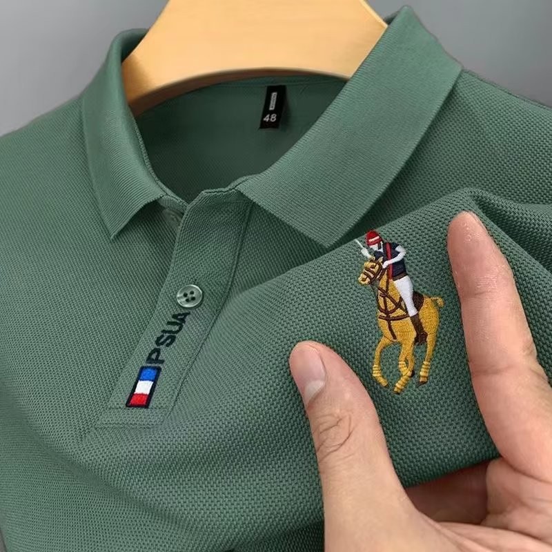 2026 Summer High-end Formal Business Lightweight Casual Ice Silk Men's Short-Sleeved T-Shirt Polo Shirt Fashion and Simple Design
