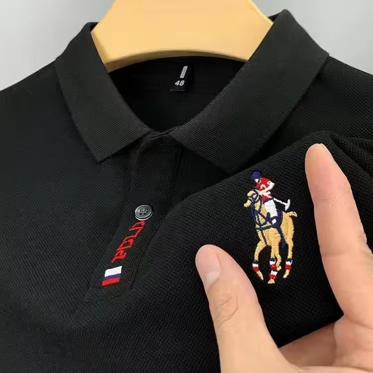 2026 Summer High-end Formal Business Lightweight Casual Ice Silk Men's Short-Sleeved T-Shirt Polo Shirt Fashion and Simple Design