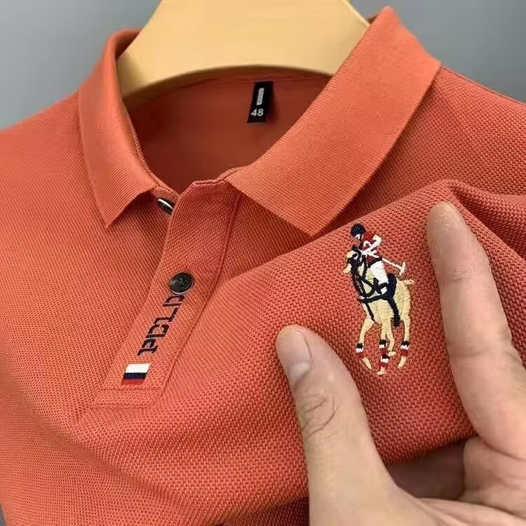 2026 Summer High-end Formal Business Lightweight Casual Ice Silk Men's Short-Sleeved T-Shirt Polo Shirt Fashion and Simple Design