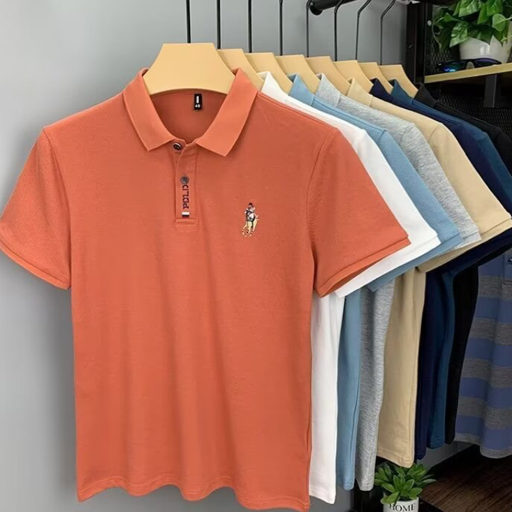 2026 Summer High-end Formal Business Lightweight Casual Ice Silk Men's Short-Sleeved T-Shirt Polo Shirt Fashion and Simple Design