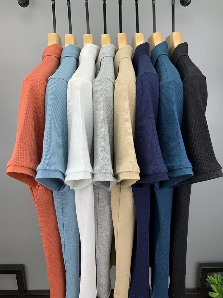 2026 Summer High-end Formal Business Lightweight Casual Ice Silk Men's Short-Sleeved T-Shirt Polo Shirt Fashion and Simple Design