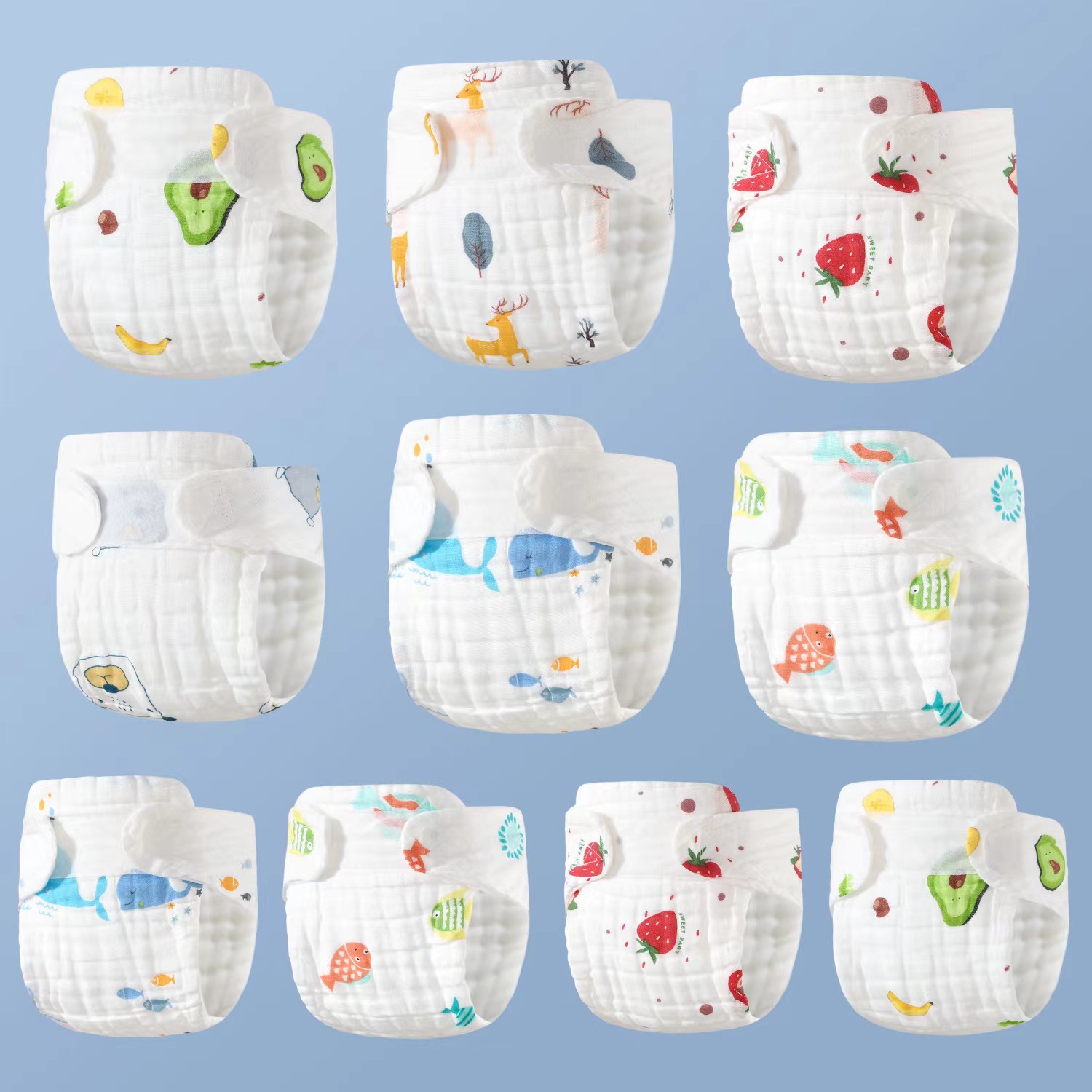 5 pcs cotton Gauze Diaper, All-in-One Washable Breathable Diaper Ring for Babies, Specialized Year-Round Diaper