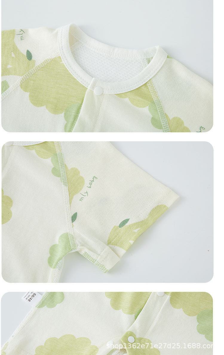 Baby bag diaper pure cotton short-sleeved newborn one-piece dress for summer lightweight and breathable baby double-layer belly protector triangle for crawling
