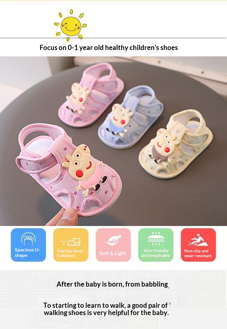 Summer 6-12 months baby sandals for infants aged 0-1 years. Boys and girls toddler shoes with convenient Velcro fastening and anti-slip soft soles.