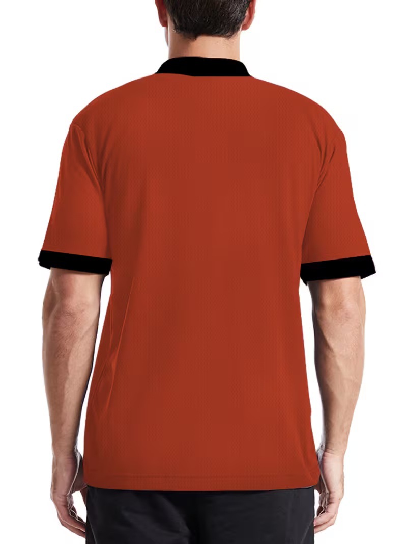 3D digital printing collarless polo shirt - fashionable men's sport polo shirt for horse polo - European-style breathable men's clothing
