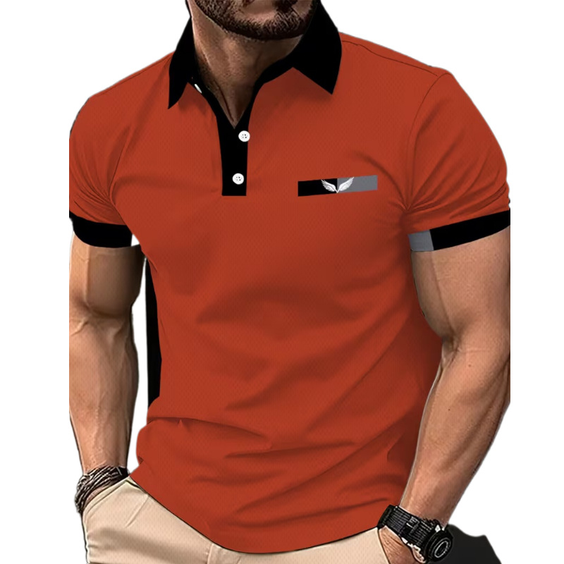 3D digital printing collarless polo shirt - fashionable men's sport polo shirt for horse polo - European-style breathable men's clothing