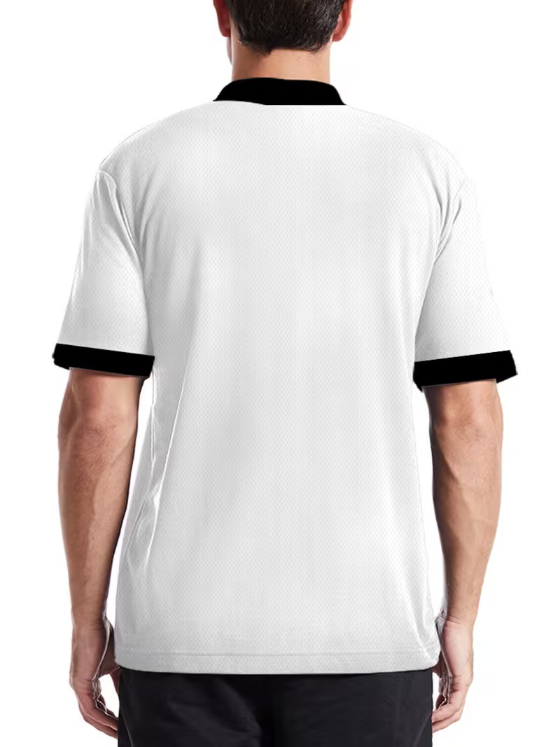3D digital printing collarless polo shirt - fashionable men's sport polo shirt for horse polo - European-style breathable men's clothing