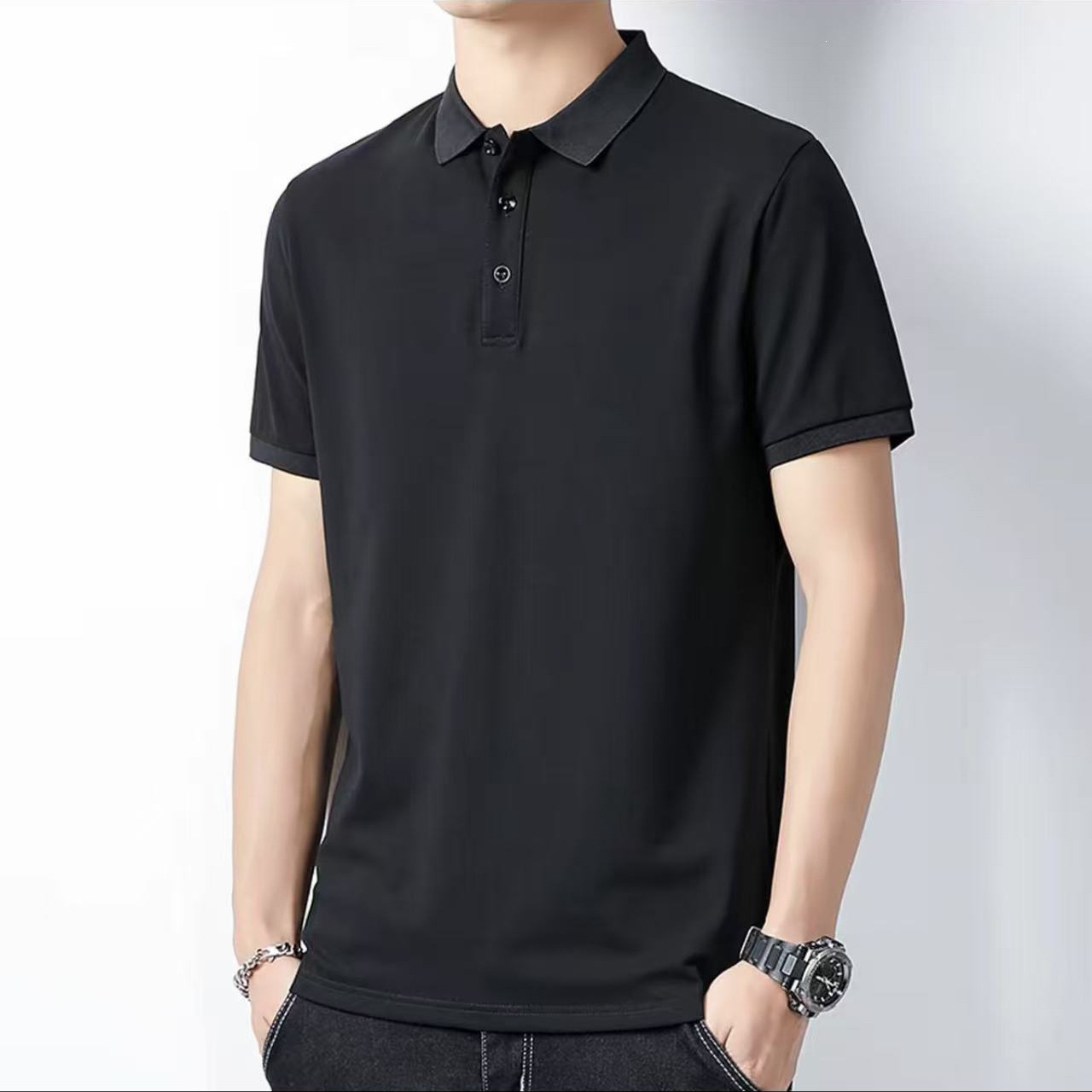 Polo shirt men's work uniform short-sleeved men's polo shirt summer men's clothing short-sleeved cool-feeling lightweight men's short-sleeved T-shirt