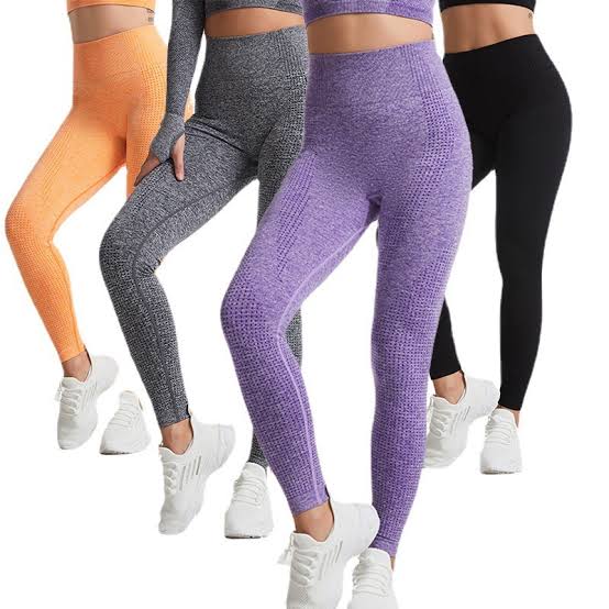 💪 POWER FIT! Women's High-Waisted Seamless Contour Fitness Leggings – Ribbed Supportive Waistband Textured Sculpting Workout Tights