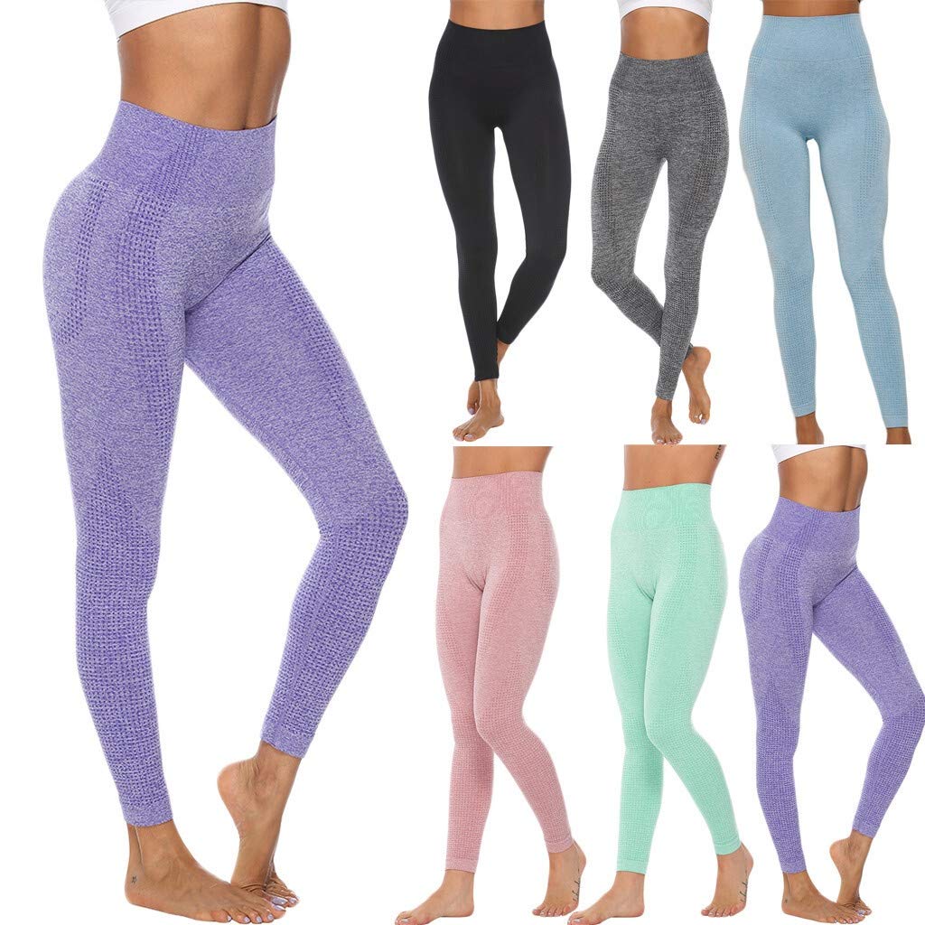 💪 POWER FIT! Women's High-Waisted Seamless Contour Fitness Leggings – Ribbed Supportive Waistband Textured Sculpting Workout Tights