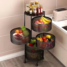 5 TIER ROUND ROTATING FRUITS AND VEGETABLE RACK.