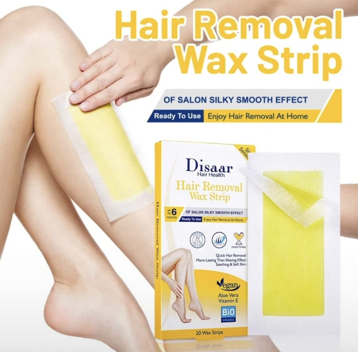 Disaar Hair Removal Waxing Kit for Face, Body, Arms, Legs, Chest, Back (20 Wax Strips).