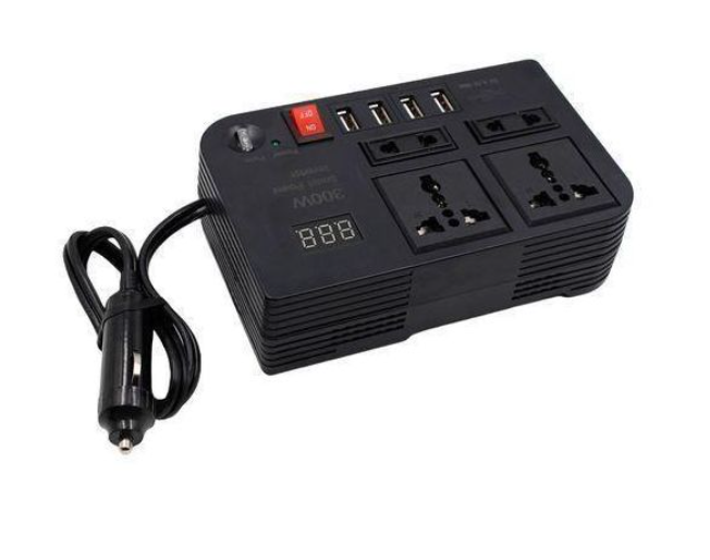 Portable Car Power Inverter Car Charging Adapter DC 12V To AC 220V 300W Converter 4USB Charger Outlet Socket Auto Accessories