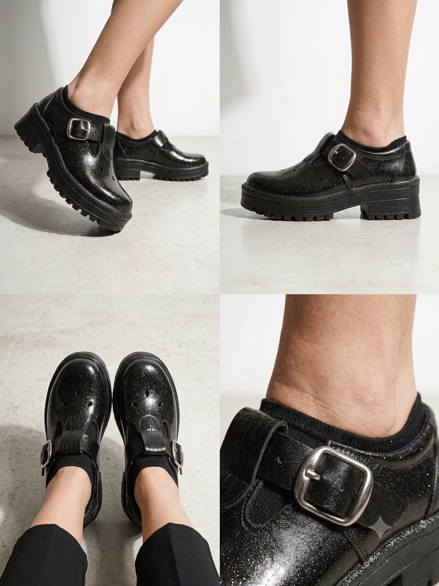 Back to School Girls Black School Shoes Buckle Strap School Uniform Shoes Durable Leather Student Shoes Non-Slip Rubber Sole Comfortable Kindergarten Primary School Formal Girls shoes from Size 23-44