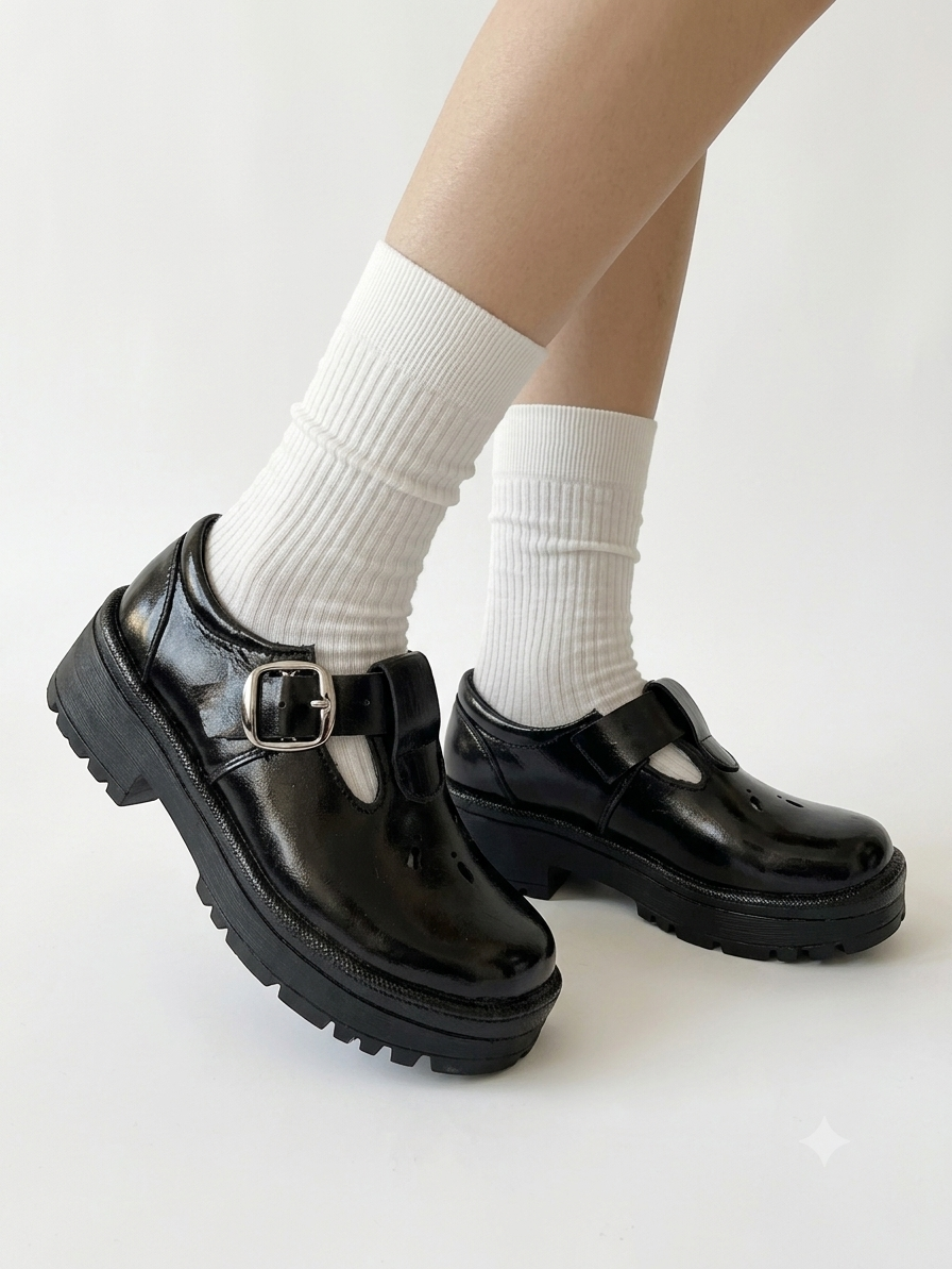 Back to School Girls Black School Shoes Buckle Strap School Uniform Shoes Durable Leather Student Shoes Non-Slip Rubber Sole Comfortable Kindergarten Primary School Formal Girls shoes from Size 23-44