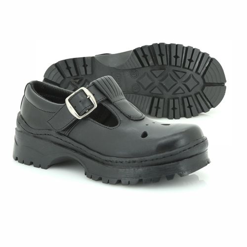 Back to School Girls Black School Shoes Buckle Strap School Uniform Shoes Durable Leather Student Shoes Non-Slip Rubber Sole Comfortable Kindergarten Primary School Formal Girls shoes from Size 23-44