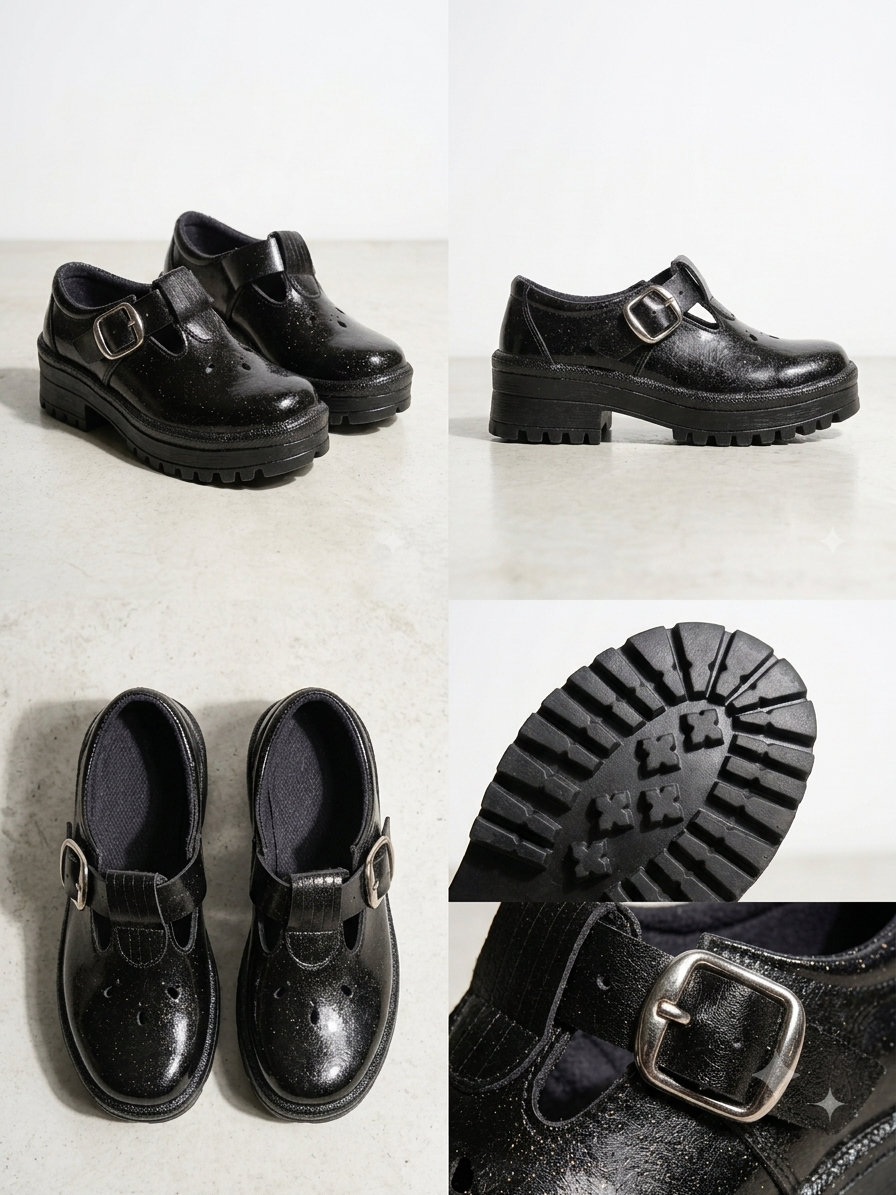 Back to School Girls Black School Shoes Buckle Strap School Uniform Shoes Durable Leather Student Shoes Non-Slip Rubber Sole Comfortable Kindergarten Primary School Formal Girls shoes from Size 23-44