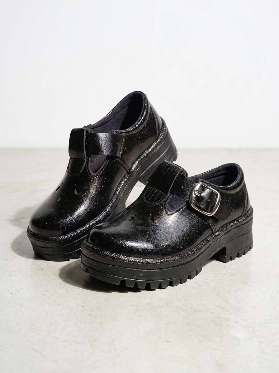 Back to School Girls Black School Shoes Buckle Strap School Uniform Shoes Durable Leather Student Shoes Non-Slip Rubber Sole Comfortable Kindergarten Primary School Formal Girls shoes from Size 23-44