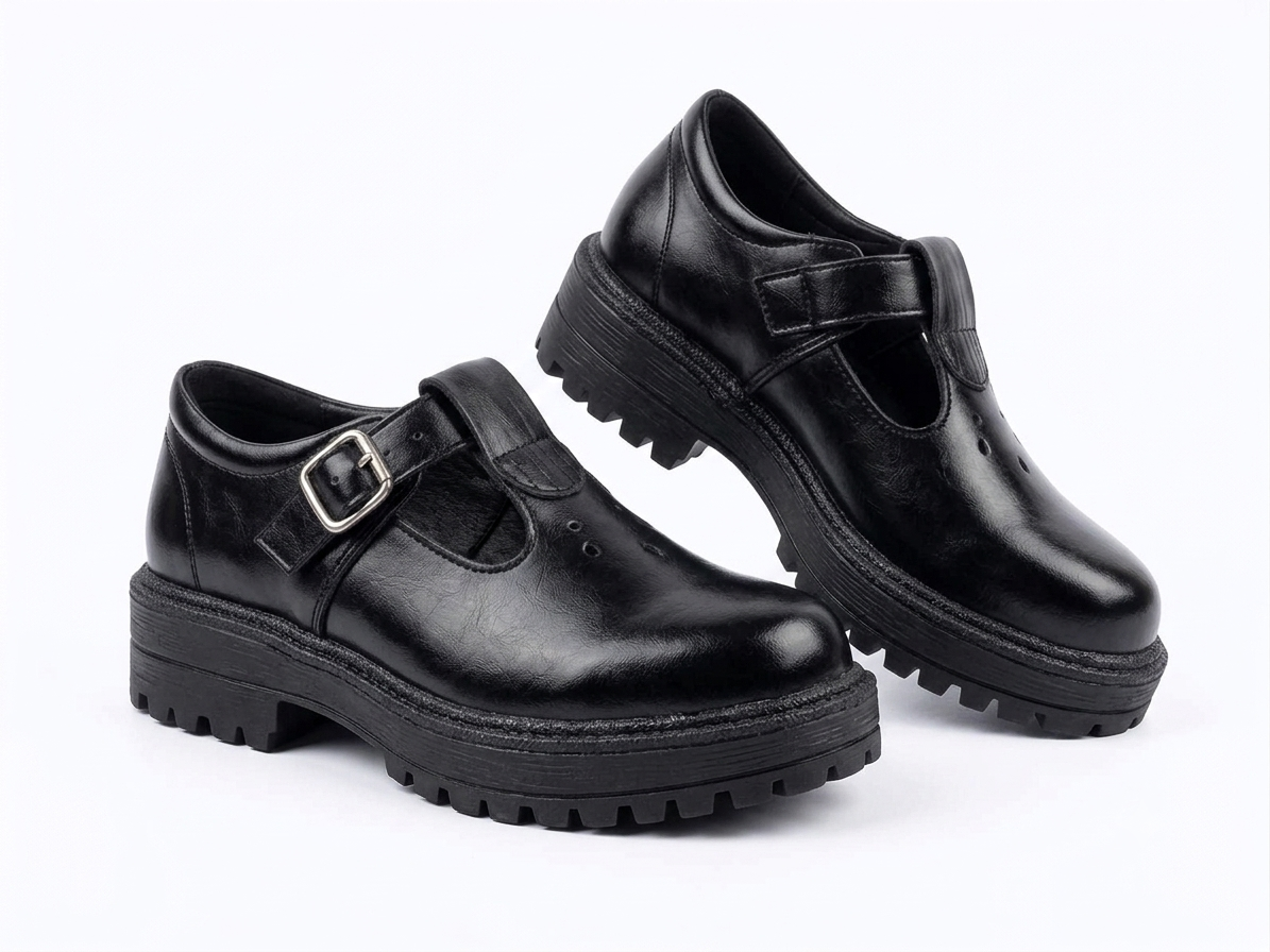 Back to School Girls Black School Shoes Buckle Strap School Uniform Shoes Durable Leather Student Shoes Non-Slip Rubber Sole Comfortable Kindergarten Primary School Formal Girls shoes from Size 23-44