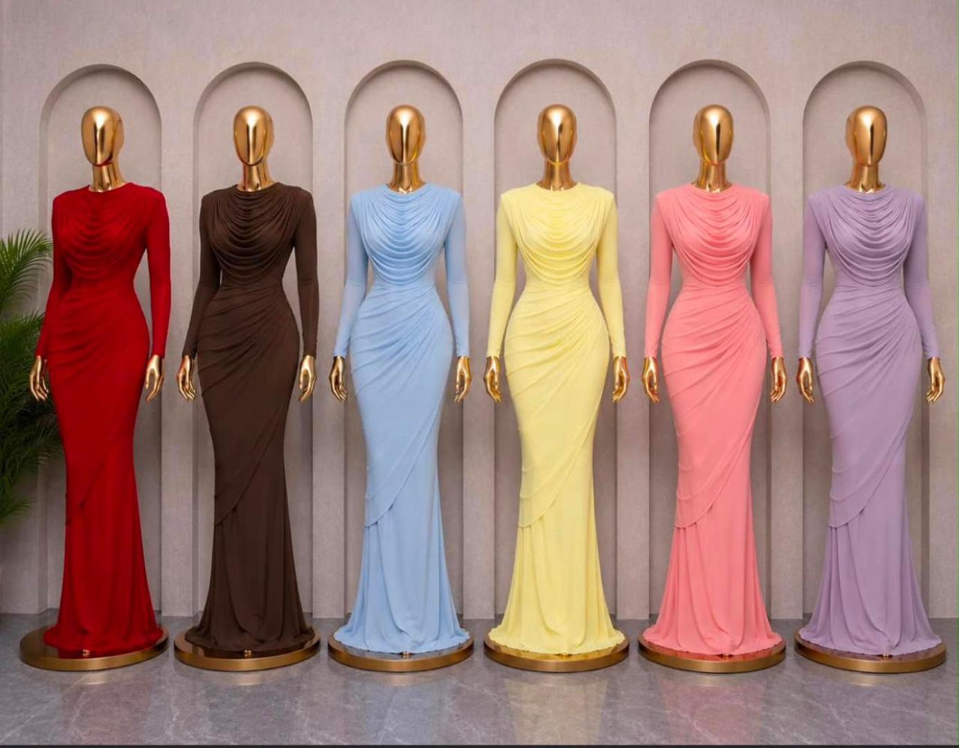 👗 Ruched Long Maxi Dress