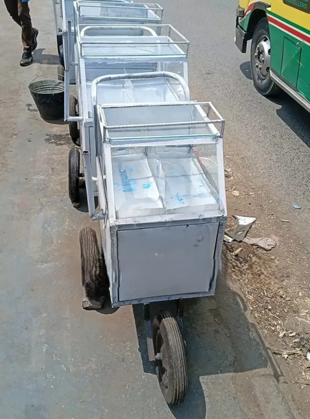 Heavy-Duty Jua Kali Made Eggs and Smokie Vending Trolley – Size 14, Ideal for Street Food Business