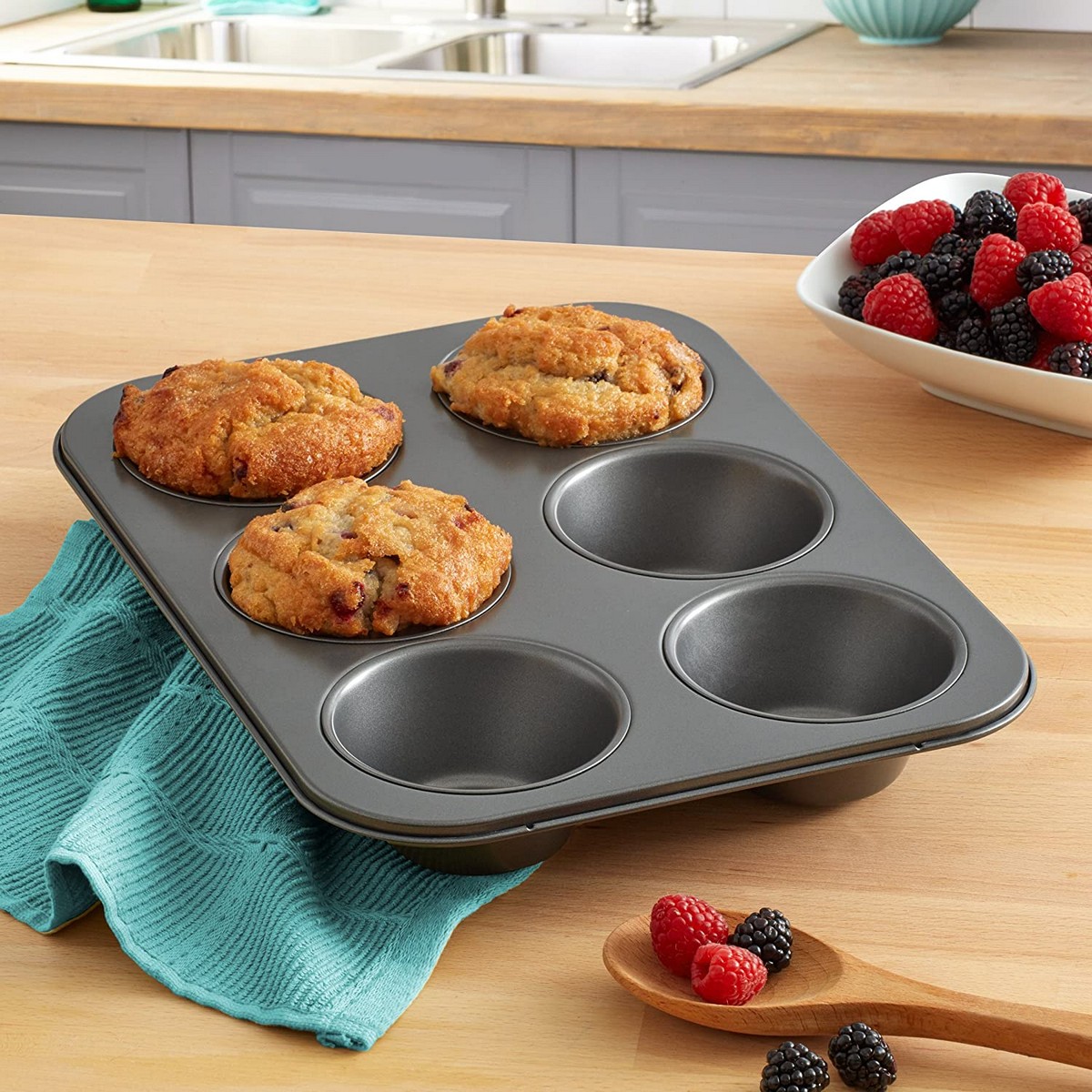 Nonstick 6 holes cupcakes baking tin cup cake mould, stainless steel, dishing washing machine.