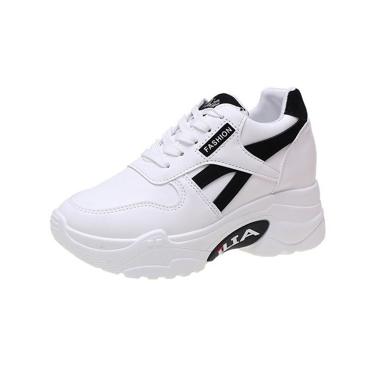 🔥Women sneakers |  ladies sneakers | Platform Sneakers Women | Thick Sole Height Increasing Shoes | Non-Slip Waterproof White-Red | Breathable Casual Sports Shoes