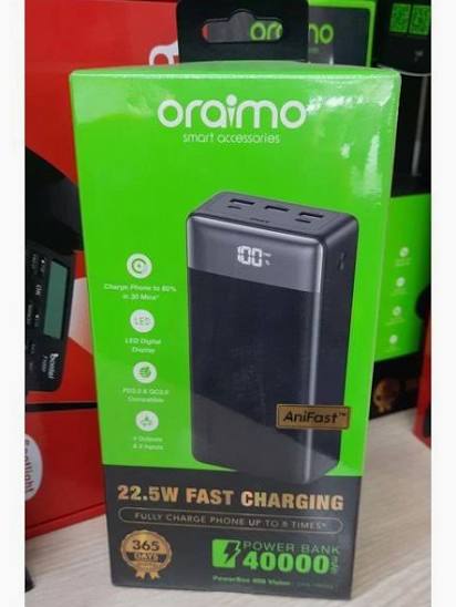 ORAIMO PowerNova B31 OPB-1302 30000mAh 15W fast charging power bank 
a high-capacity 30,000mAh power bank featuring 15W Type-C fast charging, simultaneous multi-device output, and a long-lasting built