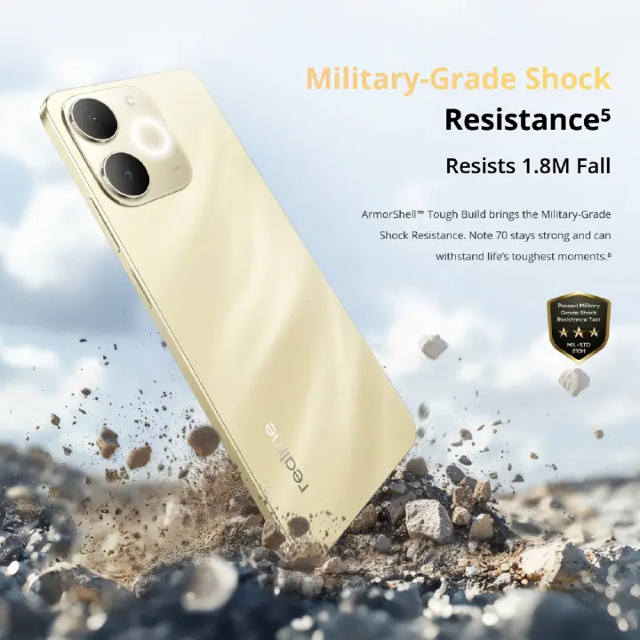 [Limited Offer] Brand New Realme Note 70 6300mAh Massive Battery 90Hz 6.74" 128GB ROM + 8(4+4)GB RAM 13MP Al Camera IP54 Waterproof 7.94mm Ultra Slim AI Smart Phones Side Fingerprint phone