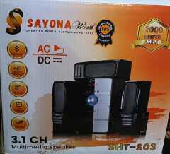 SAYONA SHT S03 High Quality Sound 3.1CH Sub Woofer Sound System Multimedia Speaker System Sorround Sound with 3 Speakers Bluetooth Enabled/ TF USB MP3 PLAYER with FM Radio