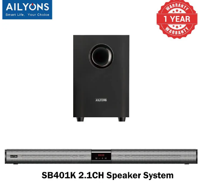 AILYONS SB401K 2.1CH Speaker System woofer Sound Bar Subwoofer Soundbar Multimedia  Black
