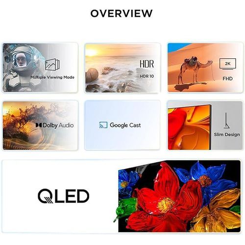 TCL  43" Smart QLED Google TV, 2K HD Resolution, HDR Technology, Dolby Audio, Streaming Apps, Wi-Fi Enabled