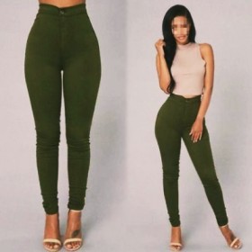 Classy Elegant Ladies' Body Shaping Jeans Pants - Green